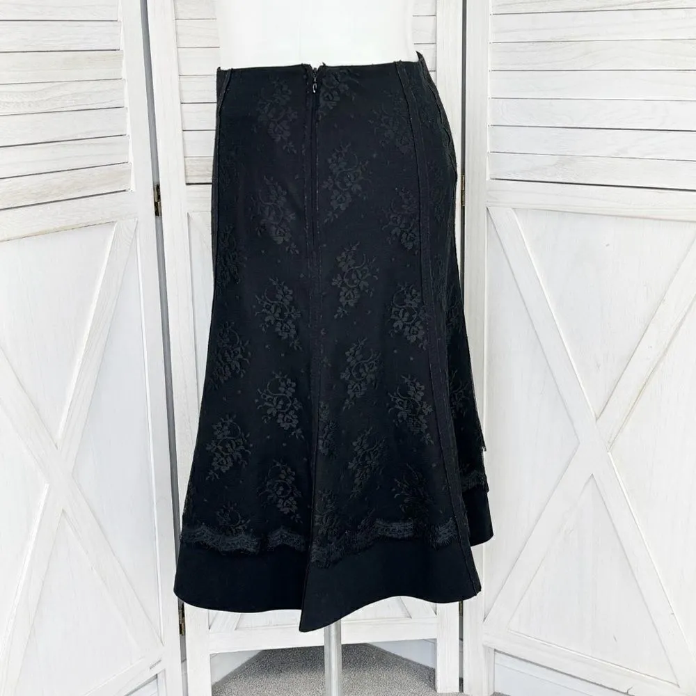 Worthington Lace Overlay Flare‎ Skirt Black Size 14 Career Cocktail Evening - Image 2