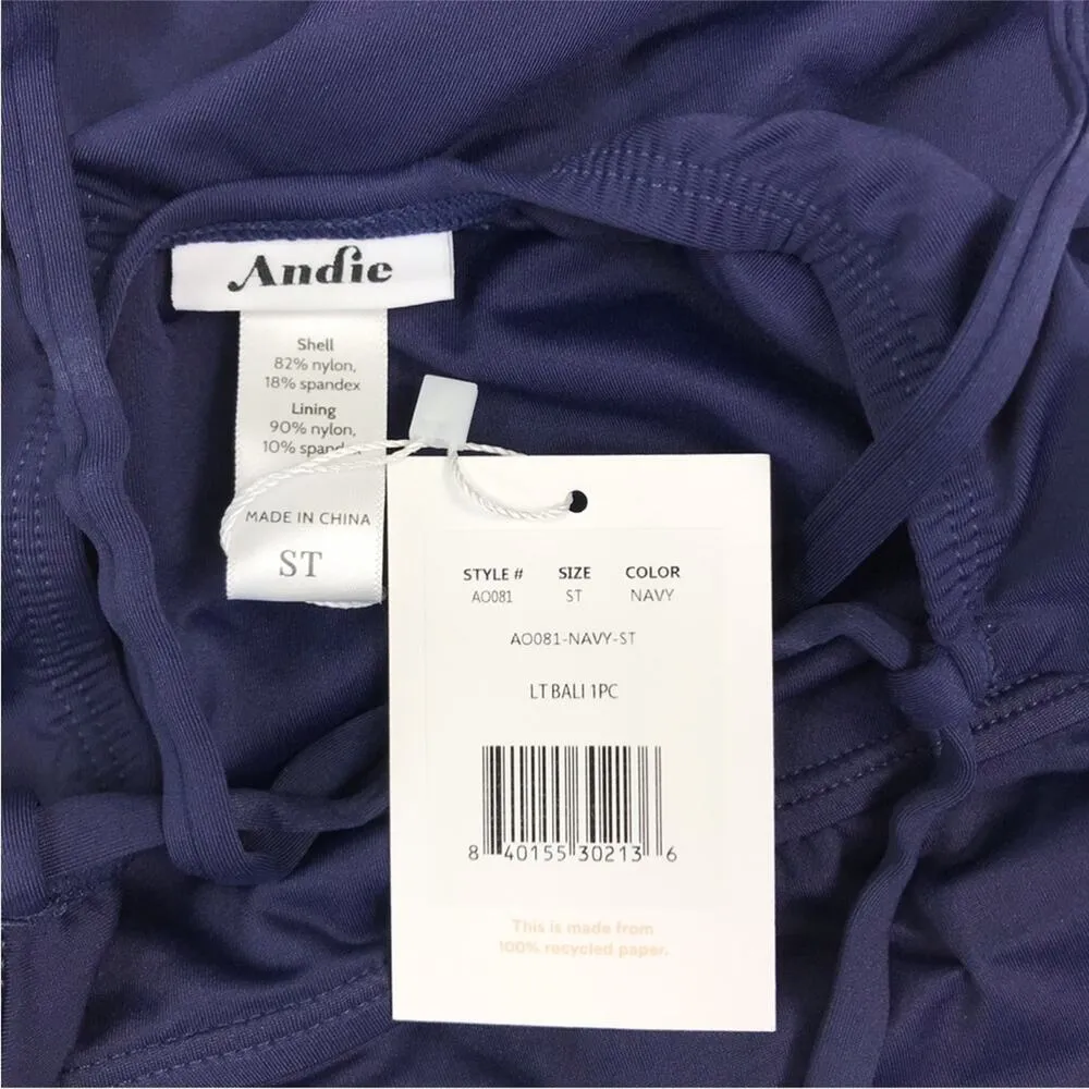 ANDIE The Bali Lace Up 1 Pcs Swimsuit Sz S Tall Navy Retro Curvy Resort Y2K NWT - Image 8