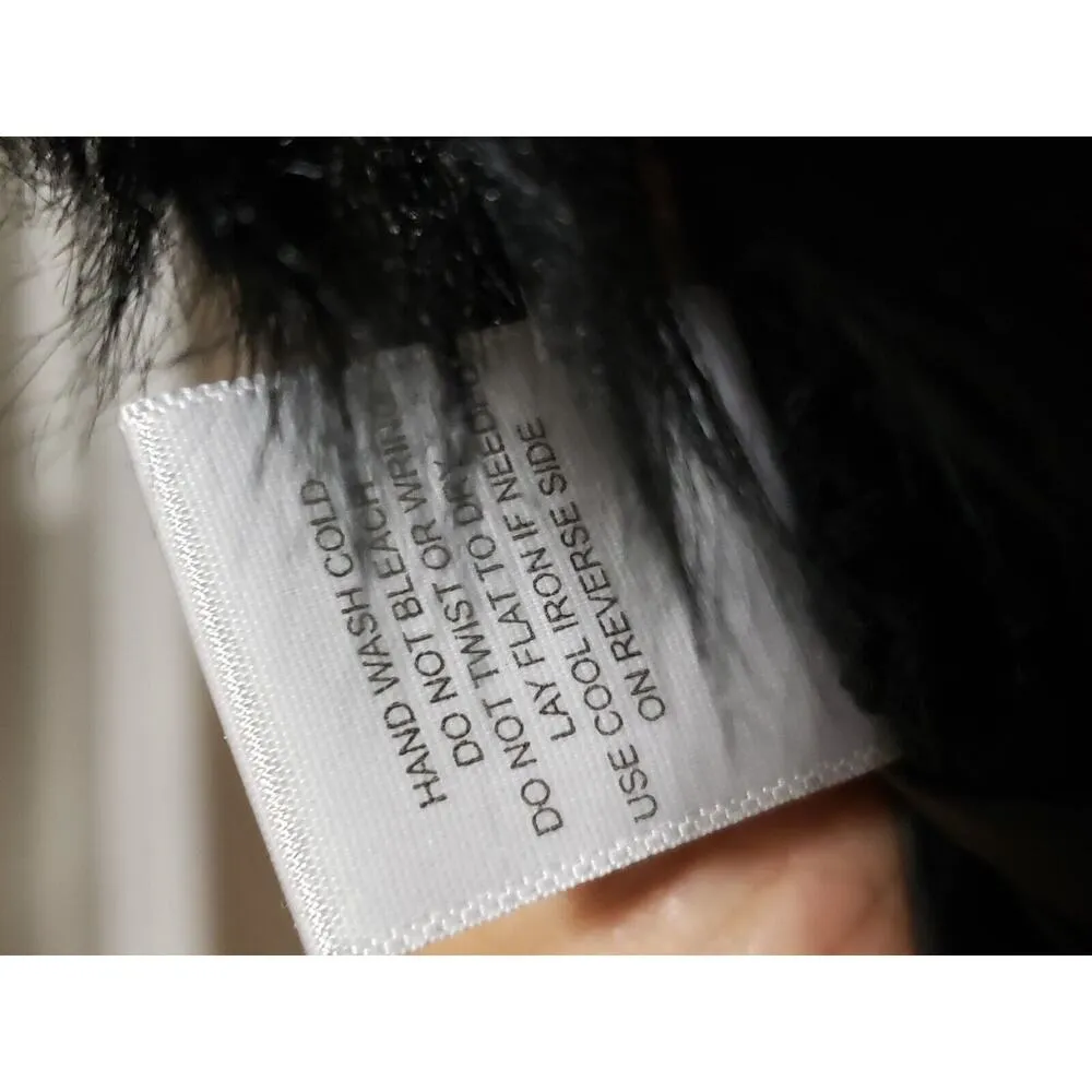 Almost Famous Womens Black Faux Fur Acrylic Sleeveless Open Front Vest Size XS - Image 9