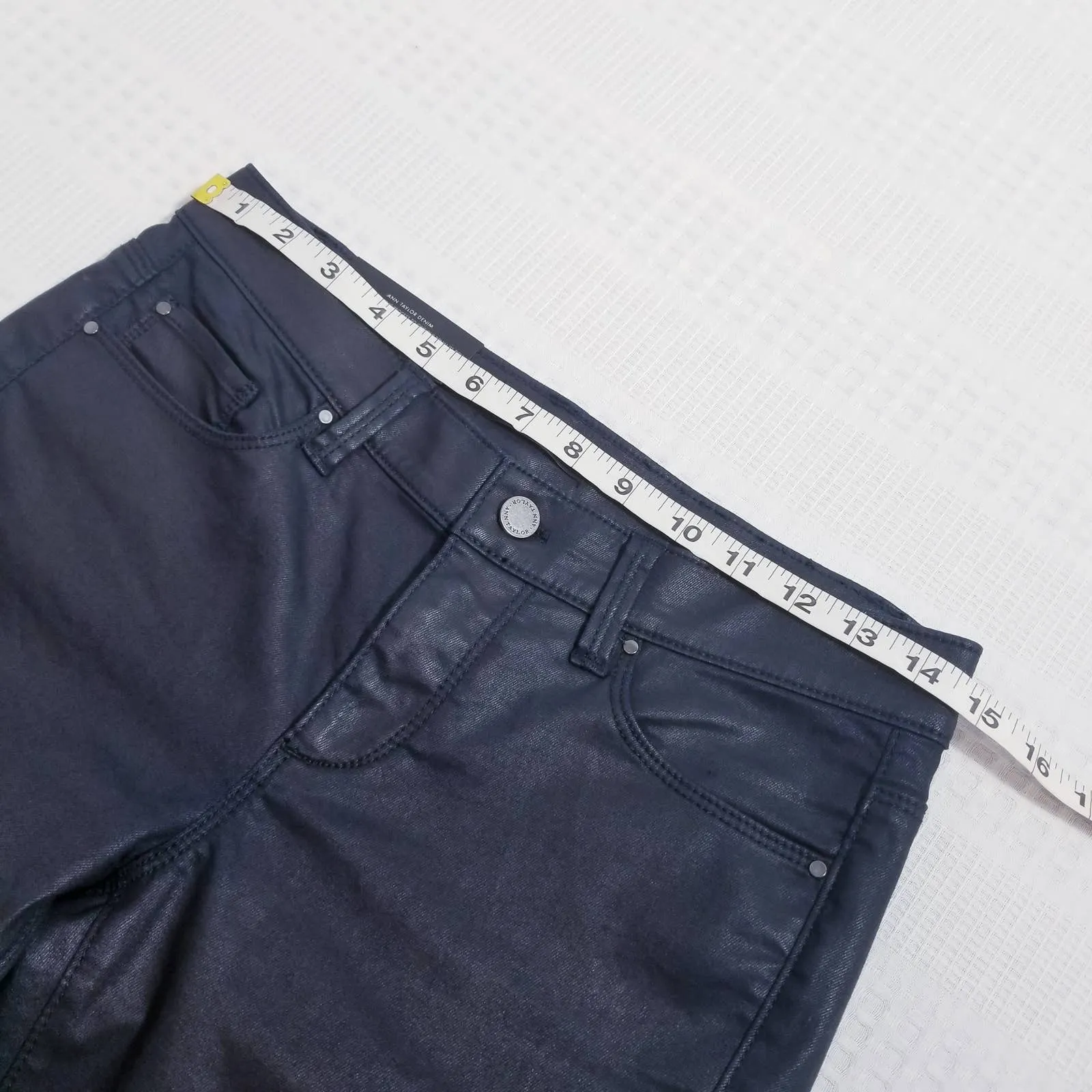 NEW ANN Taylor The Skinny Modern Fit Coated Black Pants - Image 4