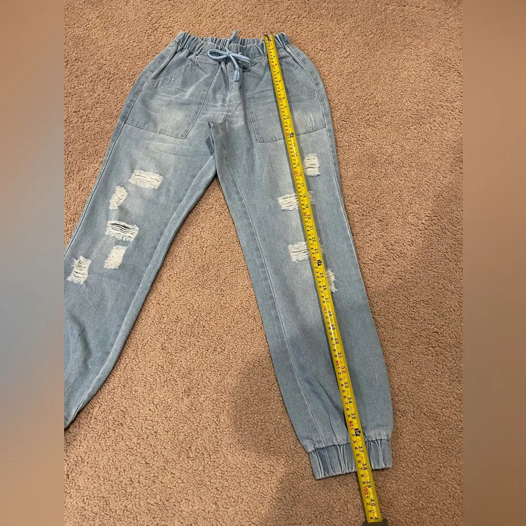 Women's Fashion Y2K High Waist Skinny Stretch Ripped Denim Jeans Blue Size undefined - Image 6