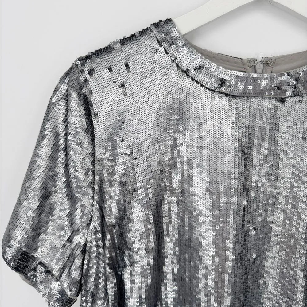 Lauren Ralph Lauren‎ Silver Sequin Shift Dress 14W NWT Party Cocktail Holiday - Image 4