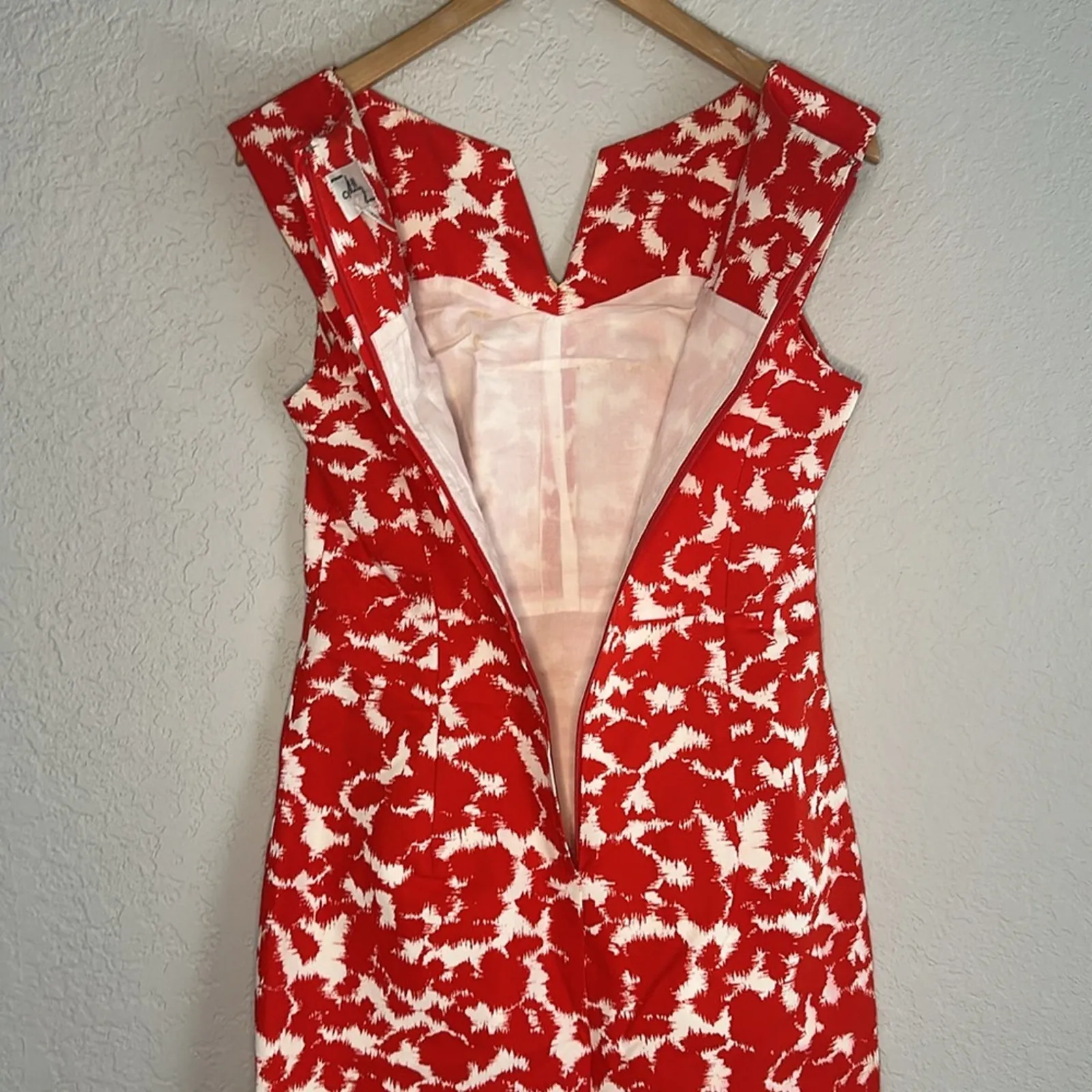 Original Milly New York Peggy Secretary Dress Red White Sleeveless Demure Size 6 - Image 5