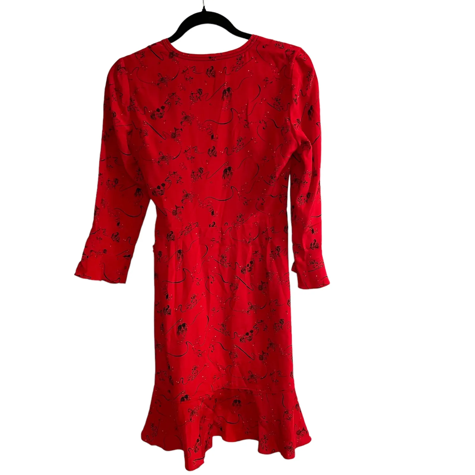 Tanya Taylor Wrap Mini Dress Red Silk - Image 2