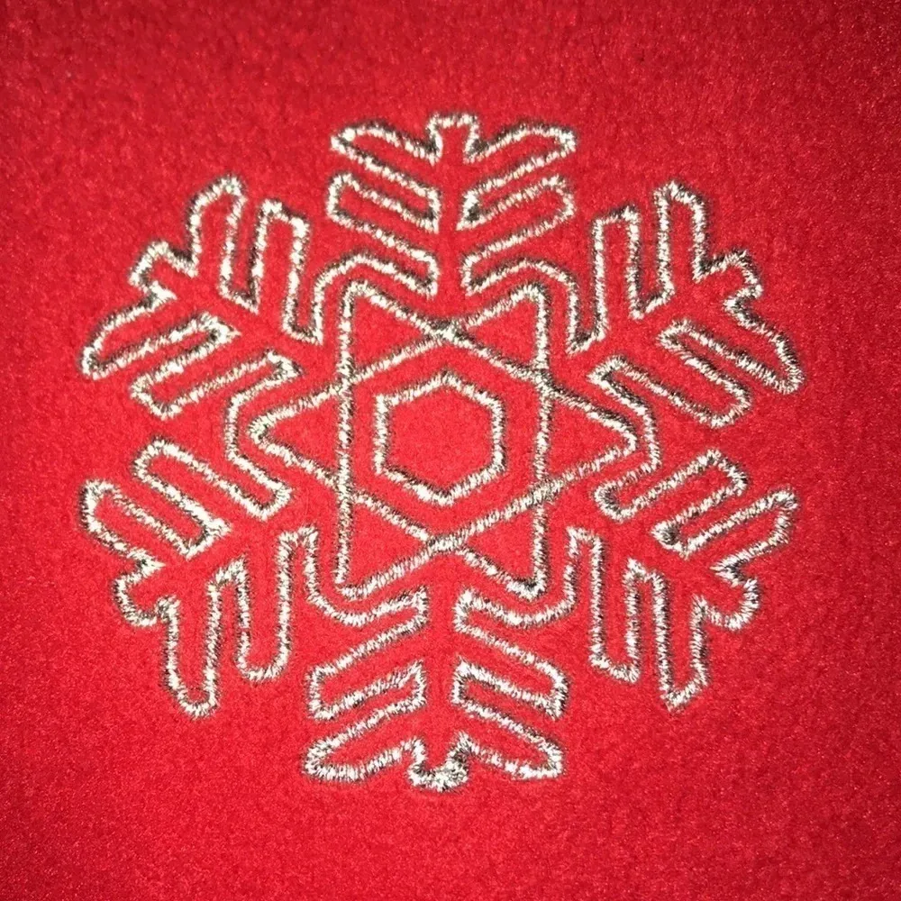 ❄️ Vintage fleece Christmas sweater/ jacket embroidered snowflakes size L Red Size L - Image 3