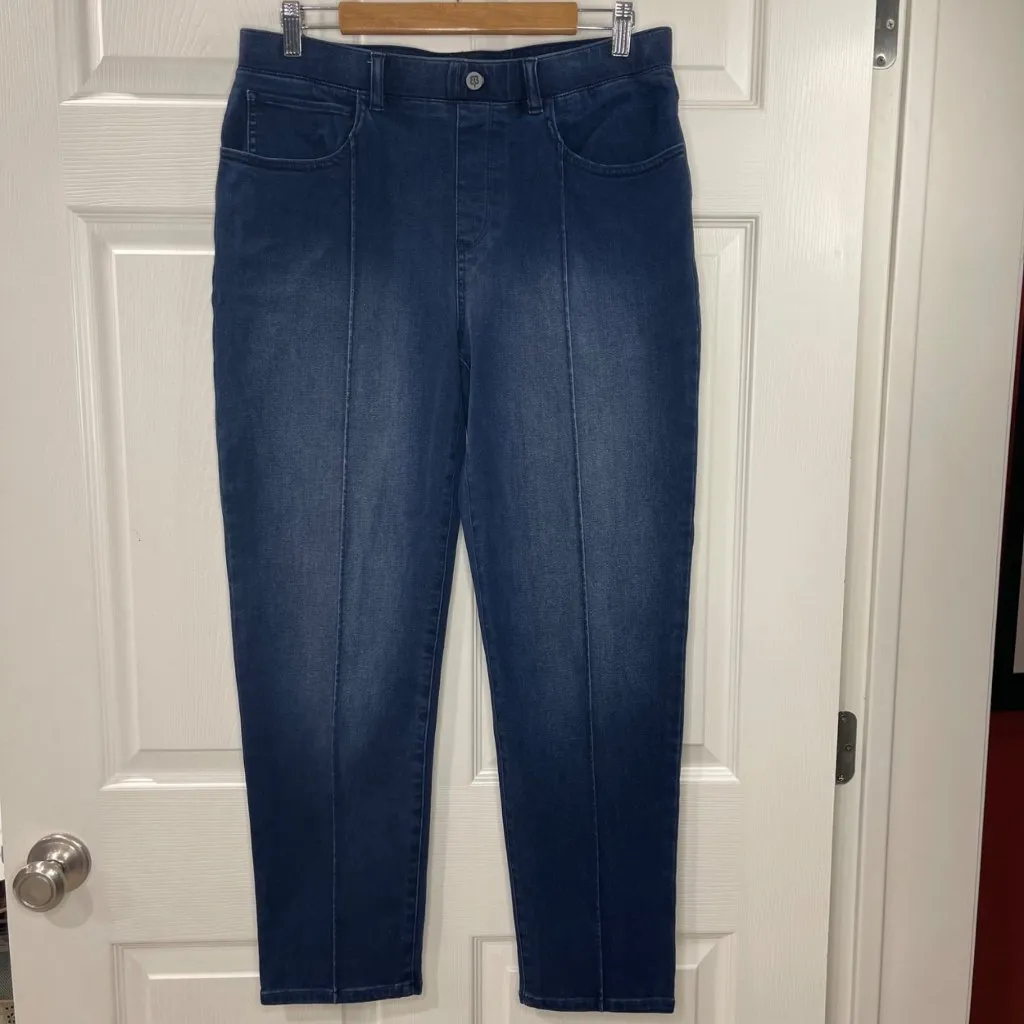 Betabrand Pull On Skinny Jeans Women's Size Large Dark Vintage Wash Front Seam - Image 3