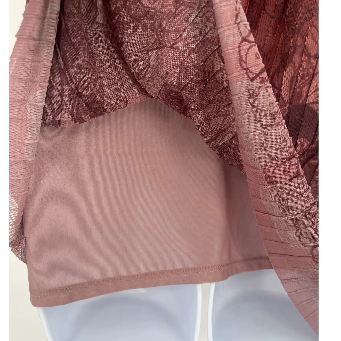 Axcess Y2K Babydoll Sheer Top Sz L Pleated Floral Boho Cottagecore Romantic Rose Pink Size L - Image 8