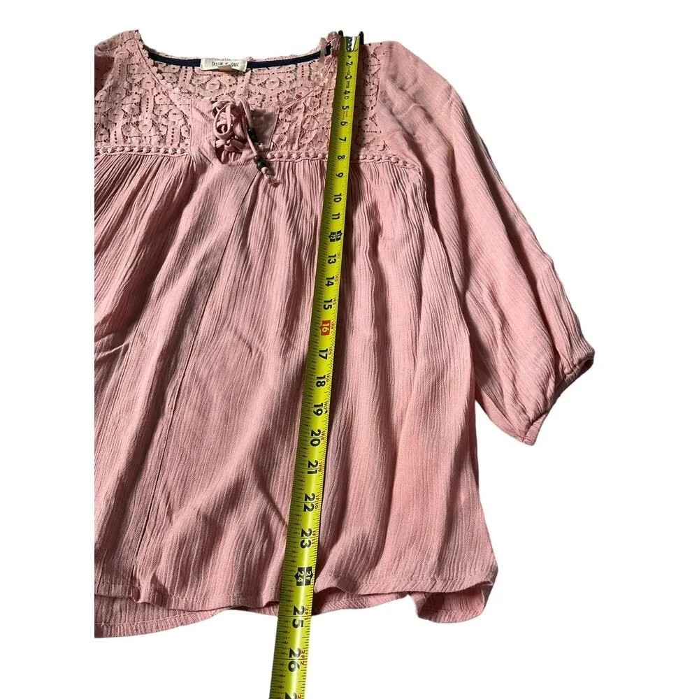 Taylor & Sage Peach Long Sleeve Bohemian Top Women's Blouse Size Small | 36-15 - Image 5