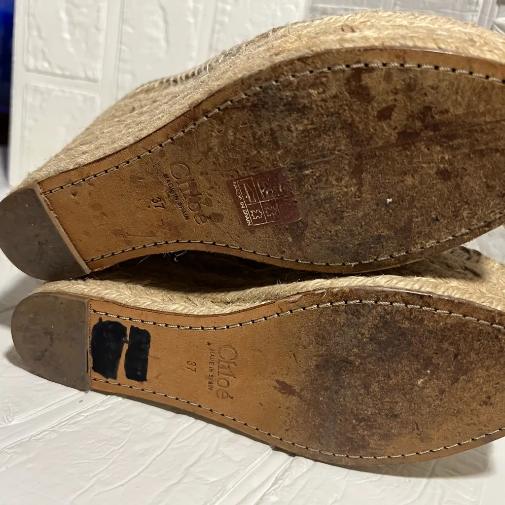 Chloe Beige Espadrille suede lace up Wedges 37 boho summer minimalist neutral - Image 6