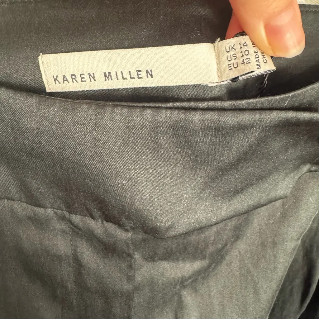 New Karen Millen Black Silk Blend Tapered Leg Cuffed Pants Size 10 - Image 6