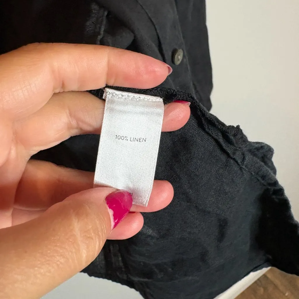J. Jill Love Linen black linen button down top Size L - Image 4