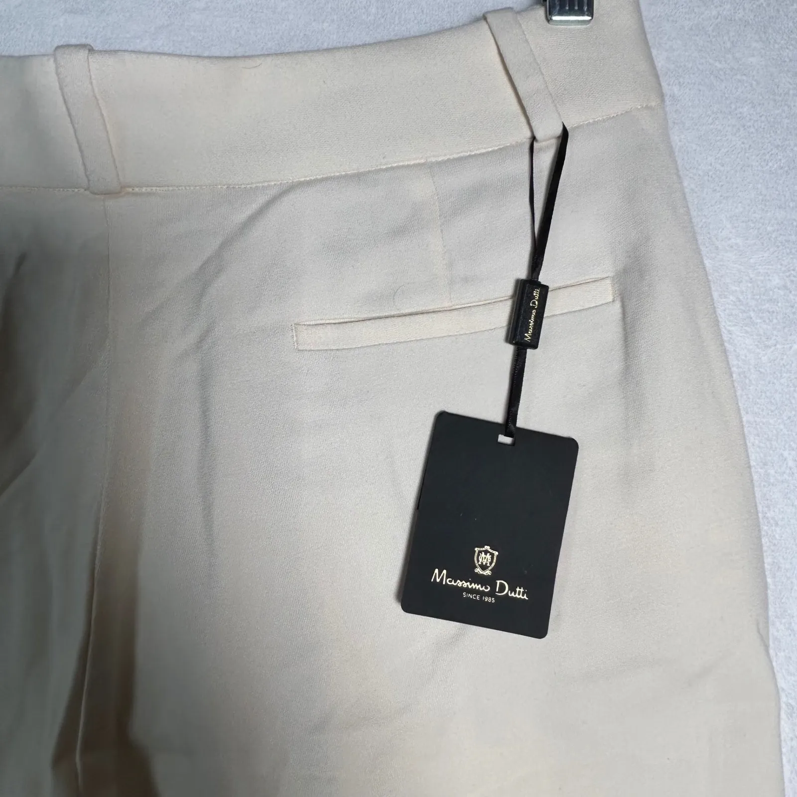 Massimo Dutti Cream Pleated Wide Leg Cropped Trousers Pants Women Size 10 EUR 42 - Image 6