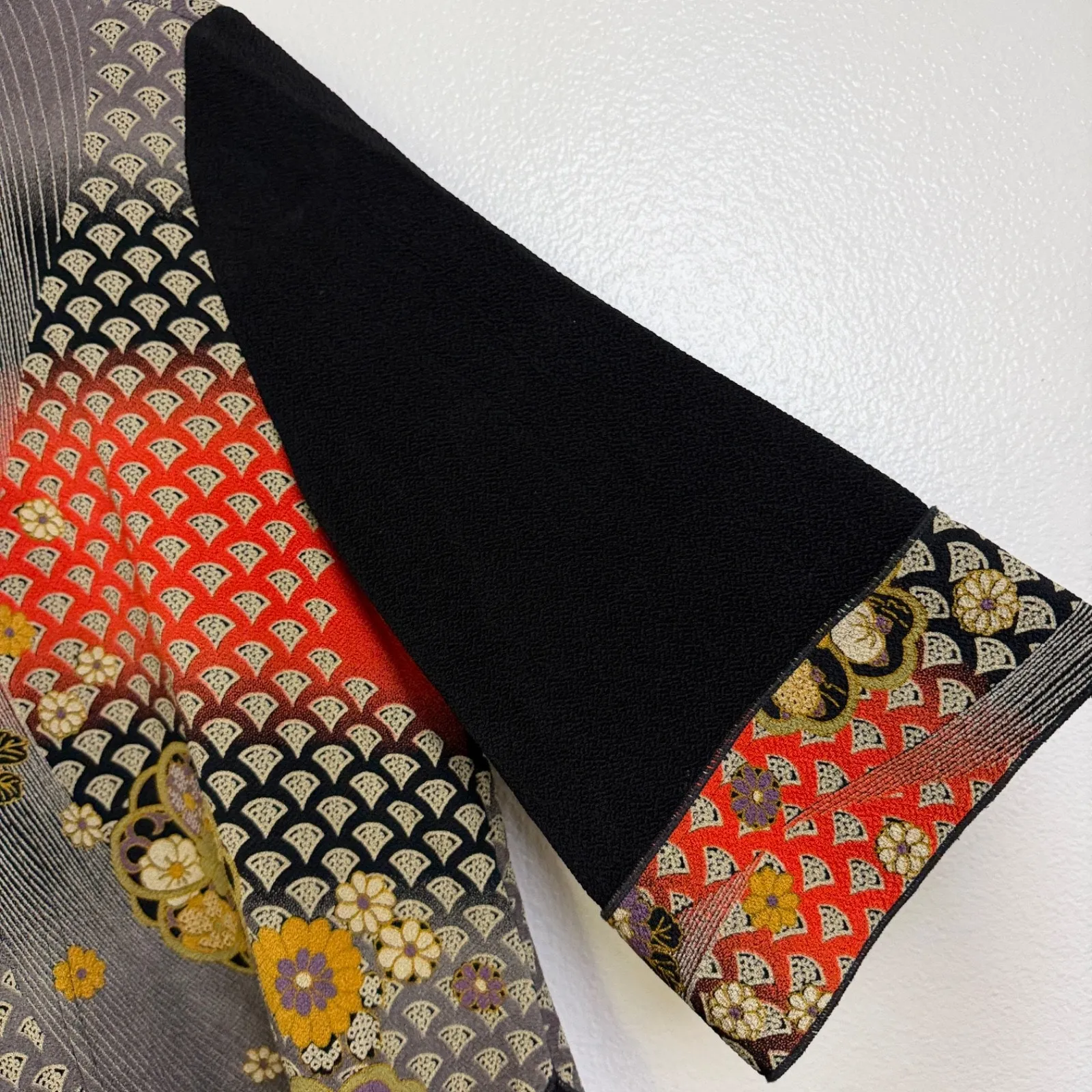 Moonlight Y S Fashion Top Womens Black Oriental Floral Asym Slit Button Open - Image 6