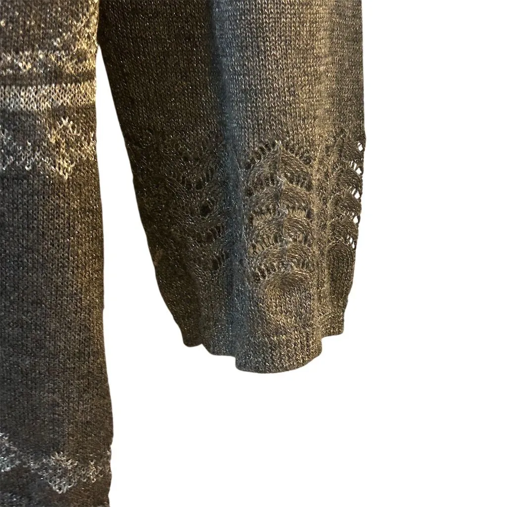 White House Black Market Women's Gray Fringed Pullover Sweater Size S - Image 9