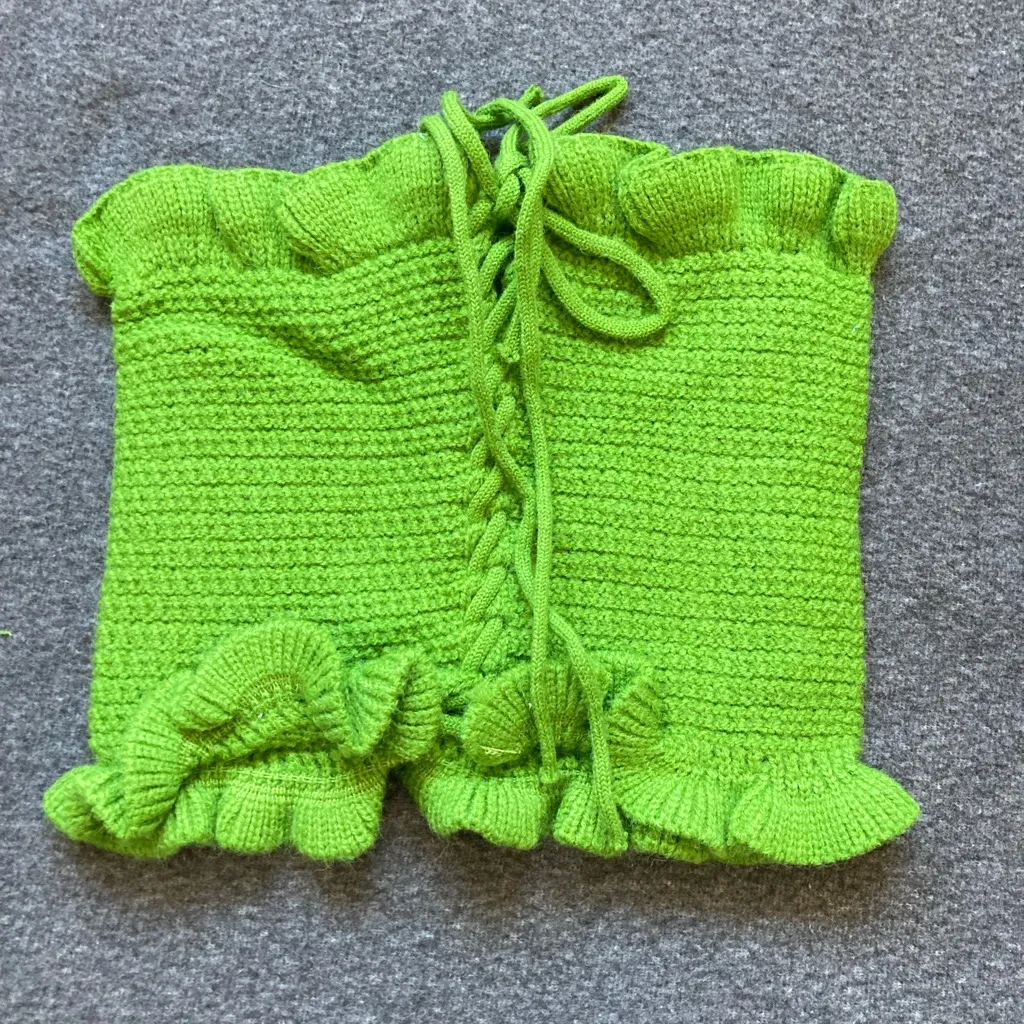 Sexy Green Knitted Hot Tube Top with‎ ruffle trim - Image 2
