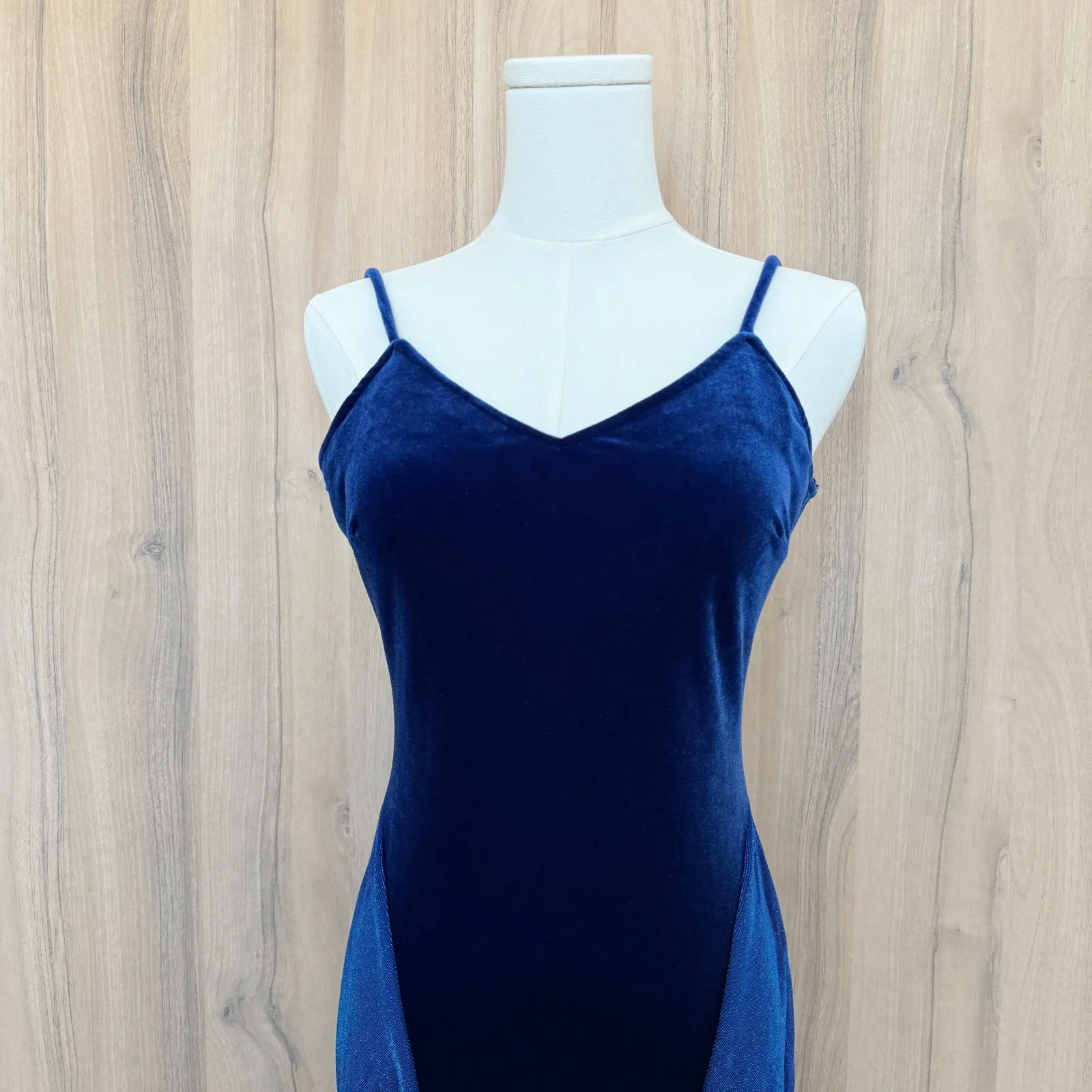 Zum Zum Velvet Slip Dress Blue Size S Vintage 90s - Image 2