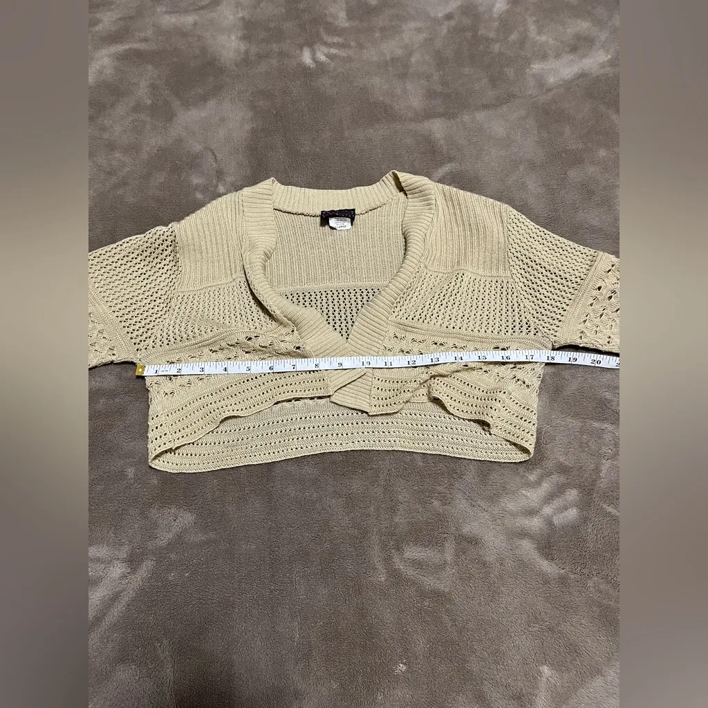 HOT SHOT Vintage Crop Knit Cardigan Cover Up Top Women’s Shirt Sz XL EUC Tan - Image 6