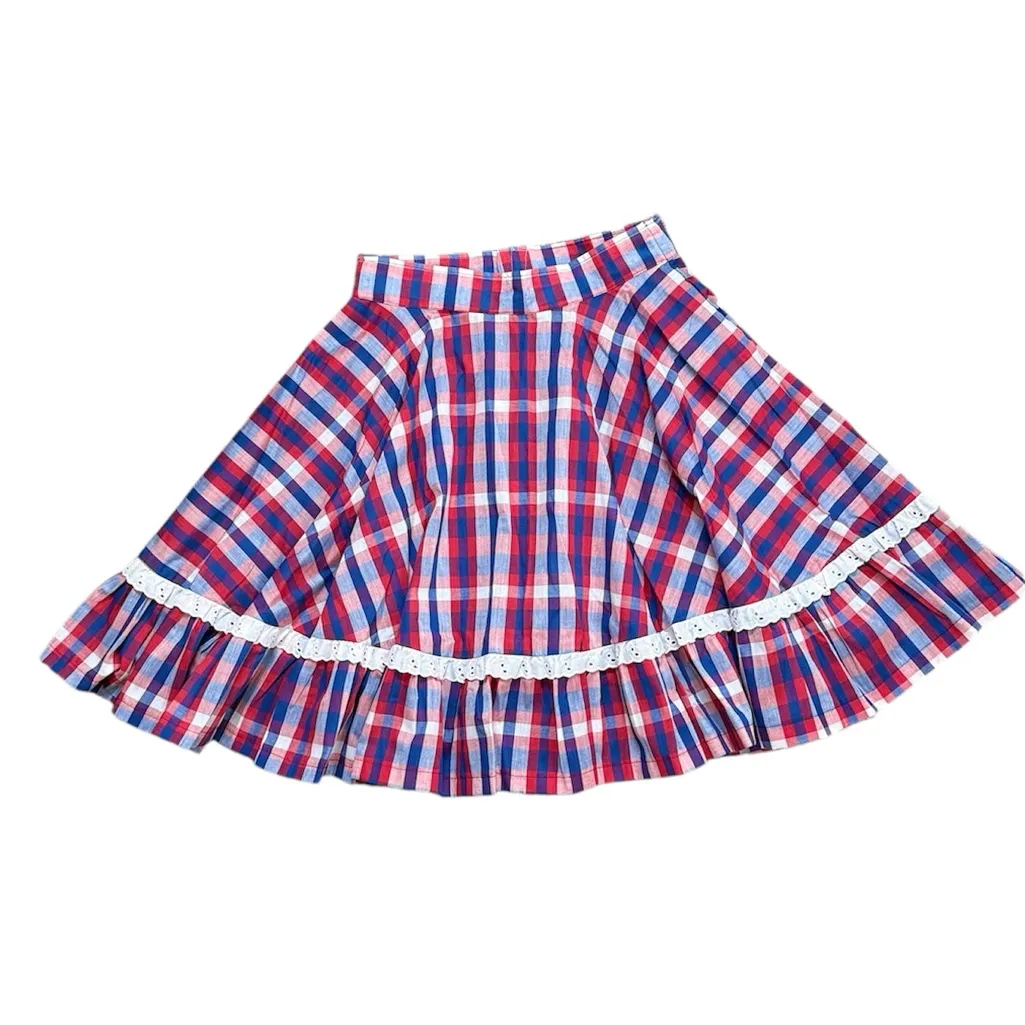 Handmade Skirt Square Dance Line Dancing Red White Blue Plaid S Small M Medium - Image 3