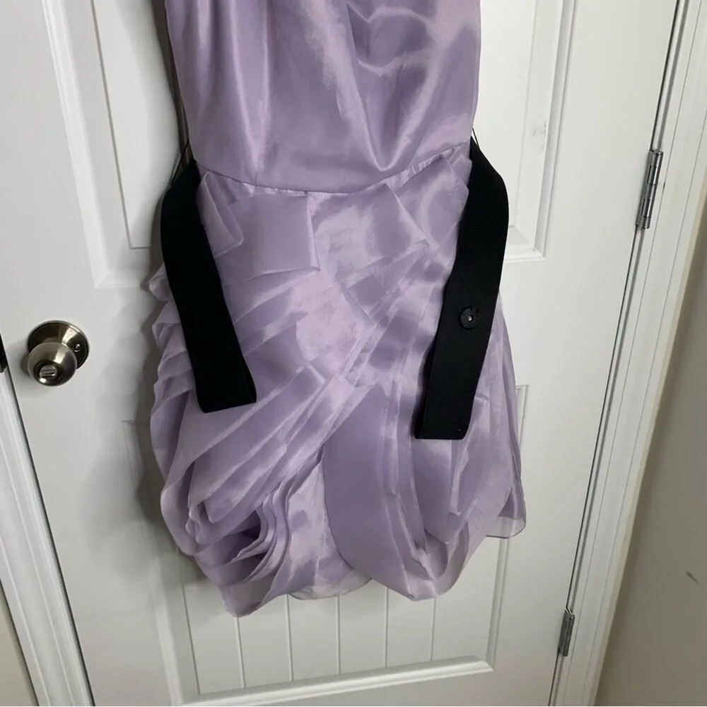 White by Vera Wang purple‎ lilac organza one shoulder party dress bridesmaid Purple Size 2 - Image 4