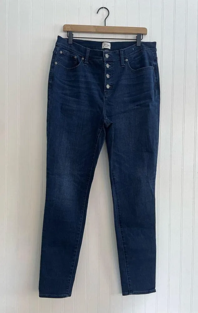 J. CREW Mid-Rise 9” Toothpick Button Fly Skinny Jeans Dark Wash Denim Size 32T - Image 3