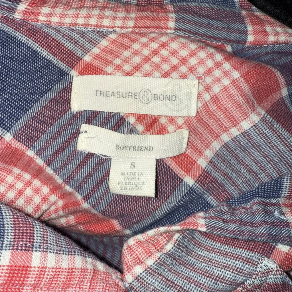 Treasure & Bond  Red and Blue Casual Button Down Shirt - Image 3