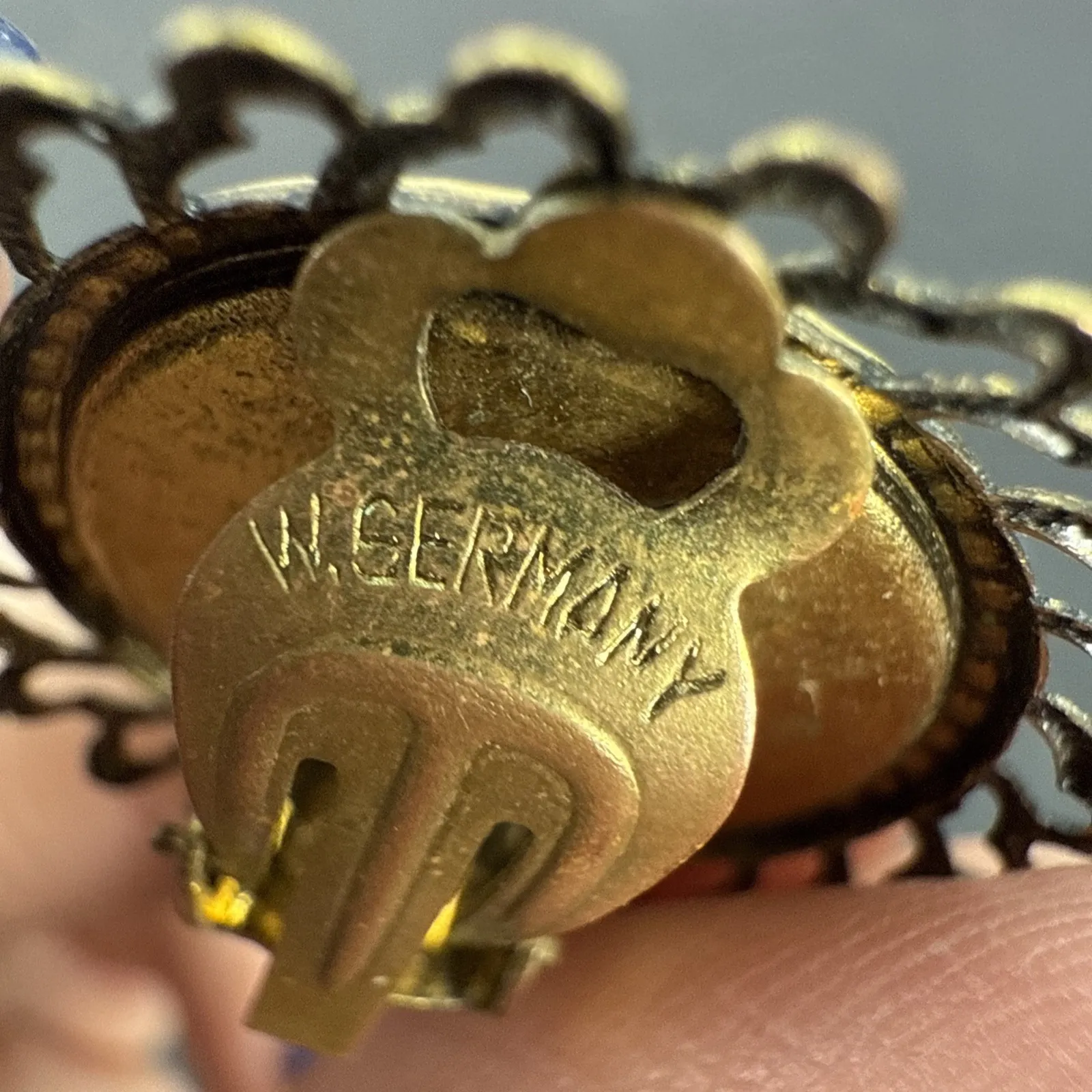 Vintage West Germany Porcelain Courting Couple Metal Frame Clip - Image 6