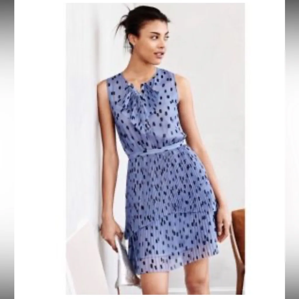 Banana Republic Polka Dotted Sleeveless Dress with Tiered Pleated Skirt - Image 3