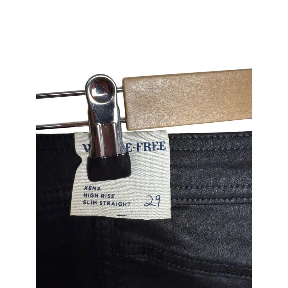 Free People Black Coated Xena High Rise Slim Jeans NWT Sz. 29 - Image 6