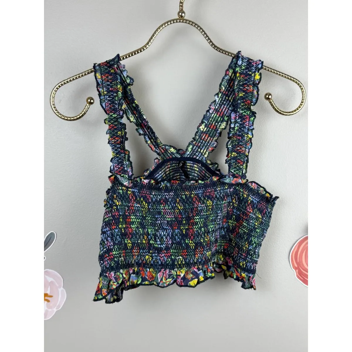 Out From Under Colorful Cropped Smocked Tank Top - Size - Large - Image 6