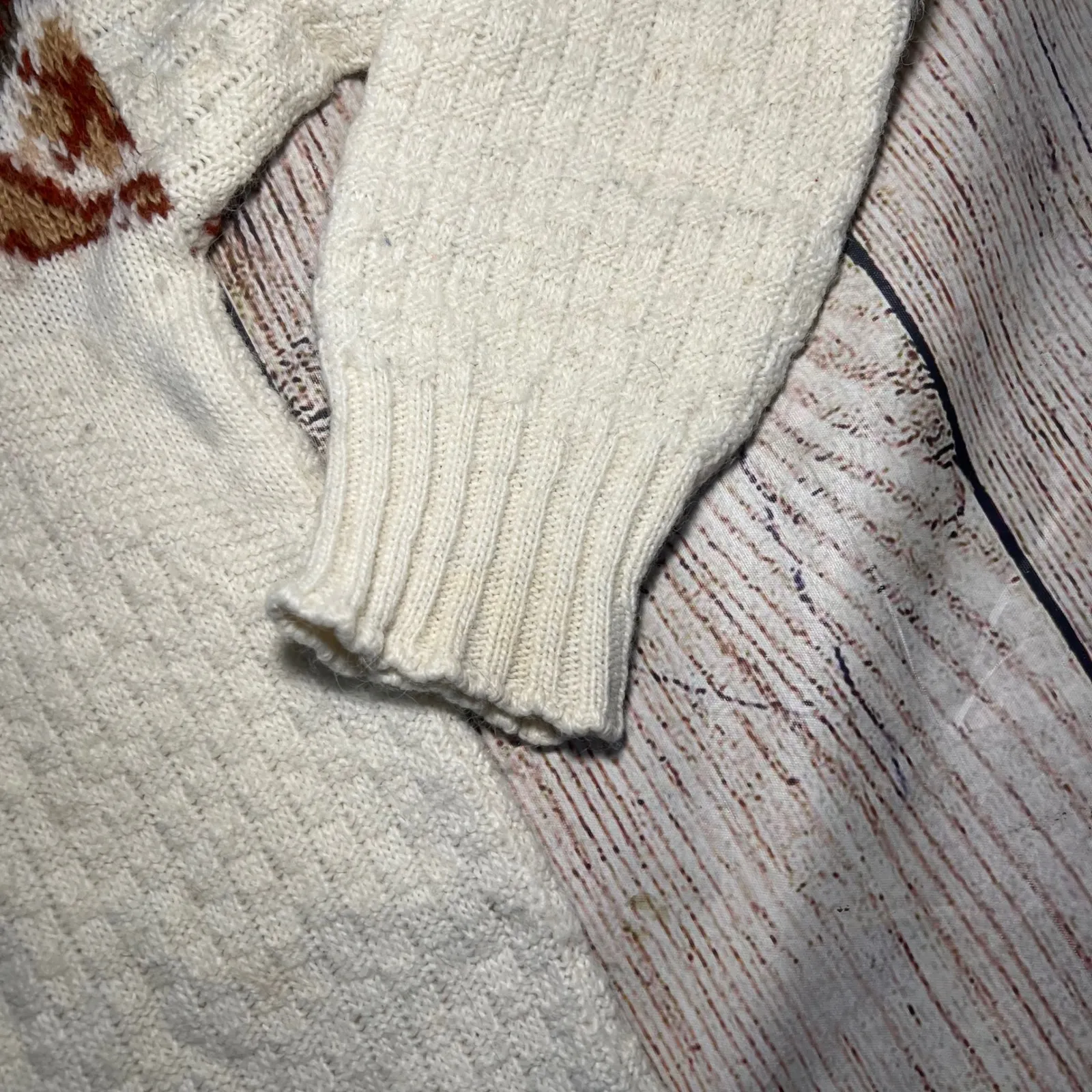 VTG 70s The Limited Italian Alpaca Wool Camel Sweater Fair Isle Brown Womens S - Image 3