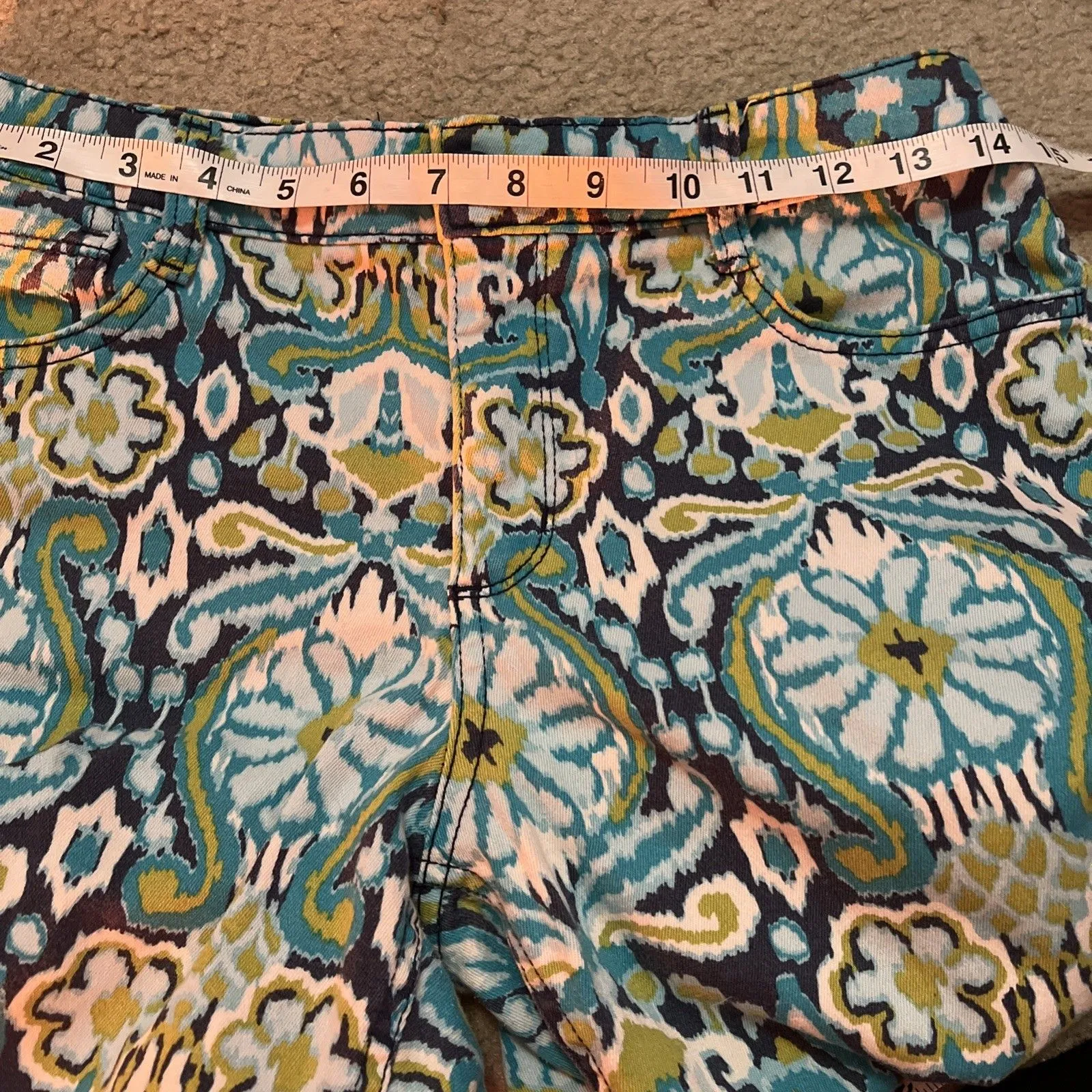 Jones New York 8 paisley Groovy Funky Cuffed Capris Bohemian 70s swirly stretch - Image 5