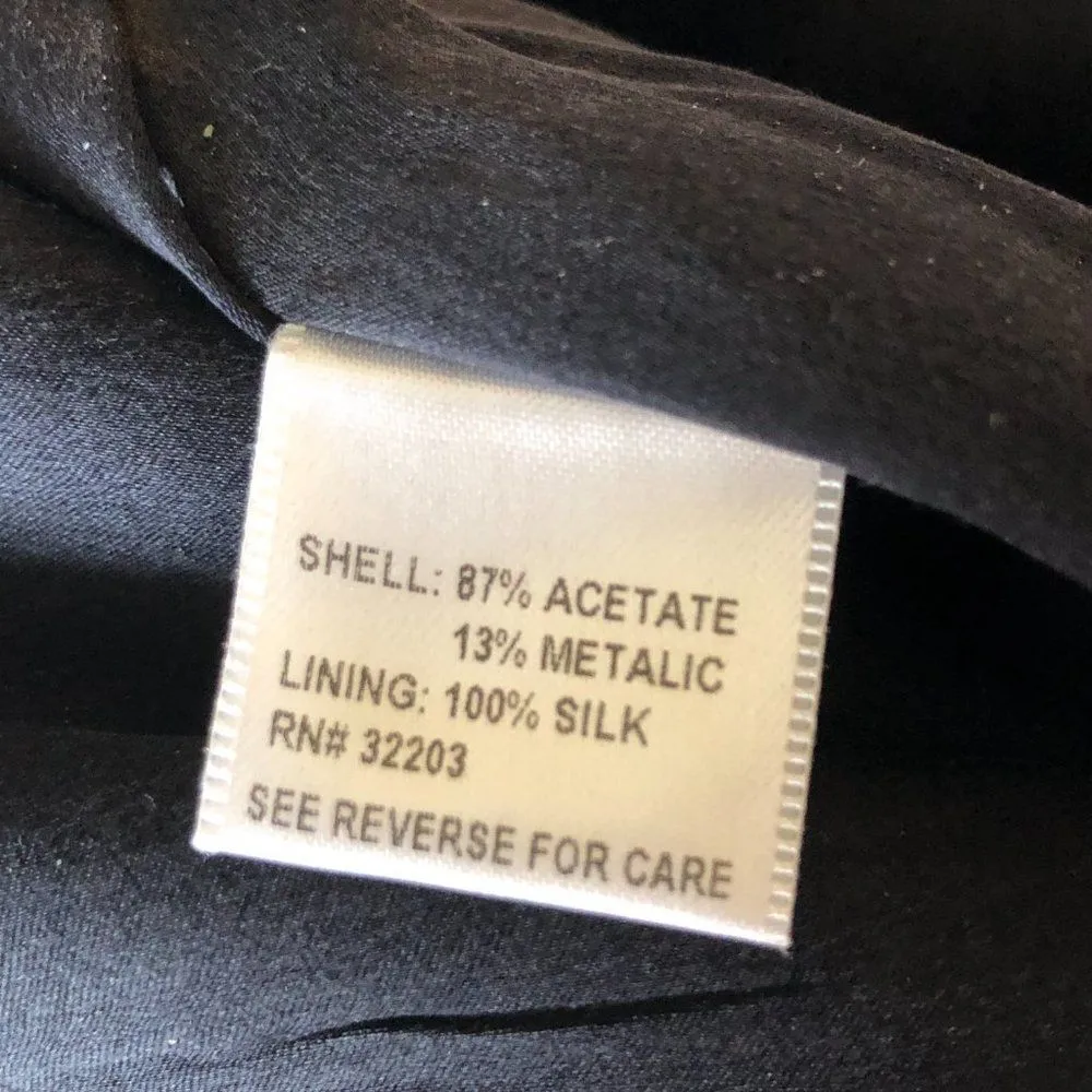 Vintage Oleg Cassini Metallic Skirt Navy Blue Black Silver Size 8 - Image 7