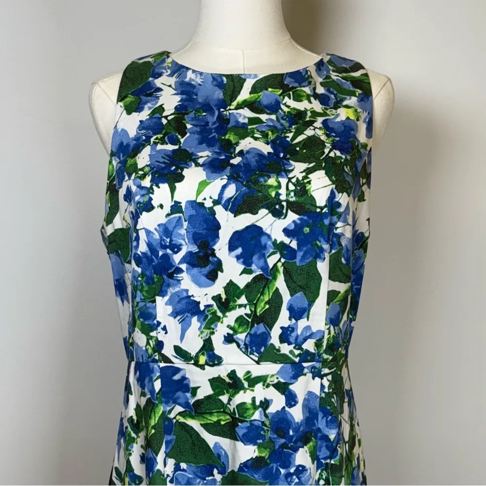 MILLY Capri Floral Sleeveless Dress Cotton Fit And Flare Women’s Size 10 - Image 2