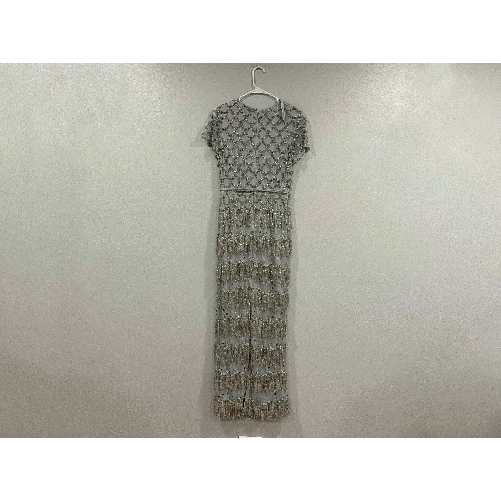 Mac Duggal 94077 Fringe Embellished Mesh Ankle Length Dress Sz 6 NEW - Image 7