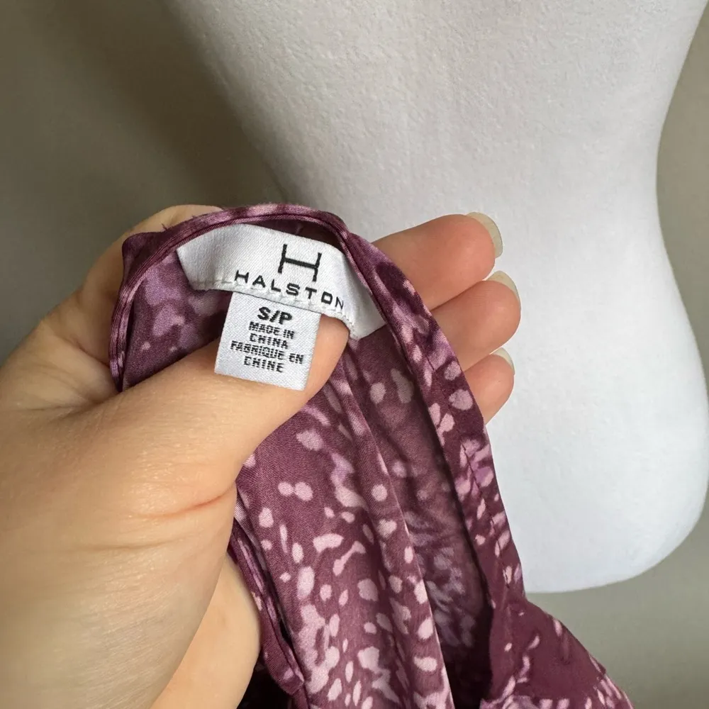 H Halston Purple and Lilac Print V-Neck Knee Length Shift Shirt Dress Women’s S - Image 6