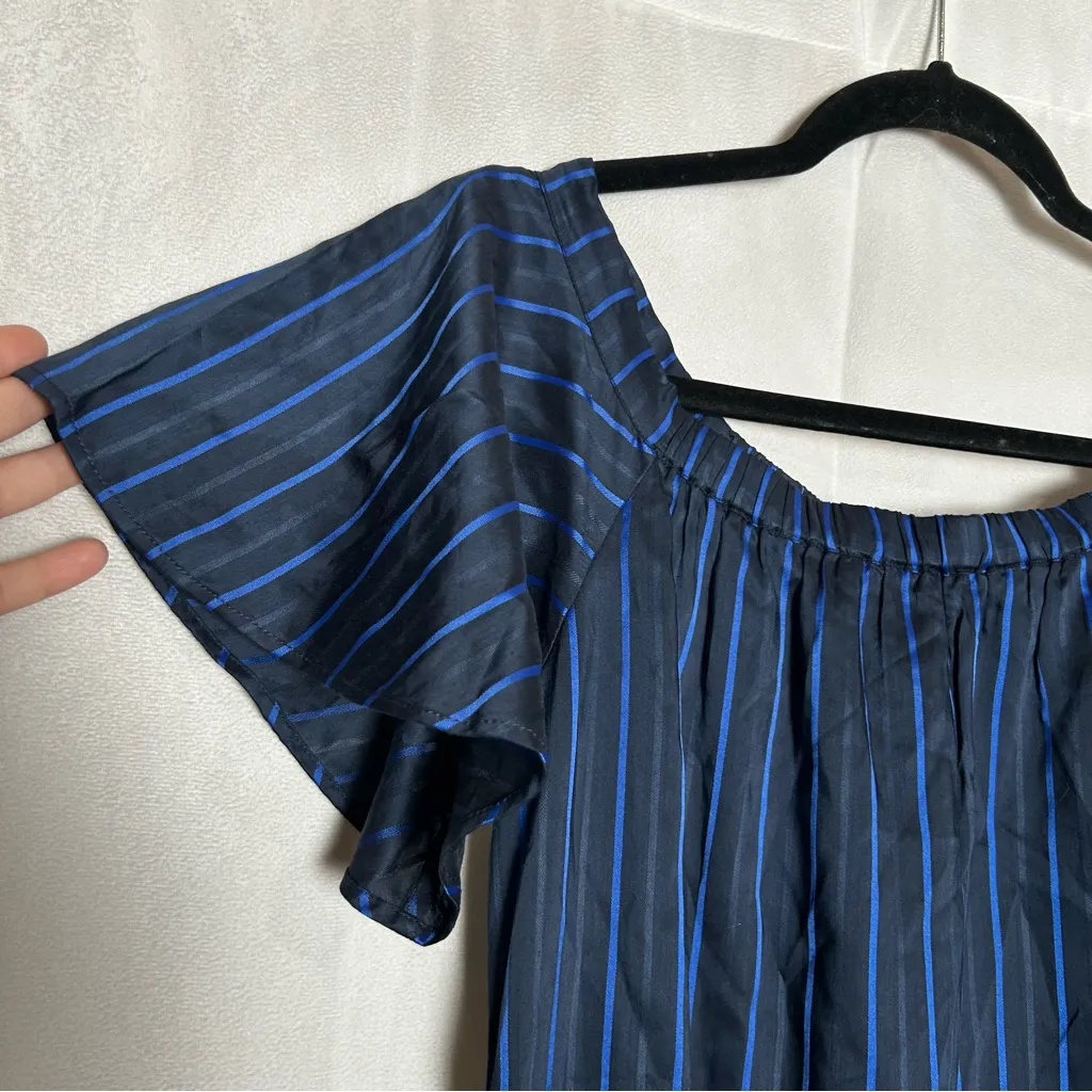 NWT Banana Republic Navy Blue Striped Short Flutter Sleeve Shift Mini Dress XS - Image 3