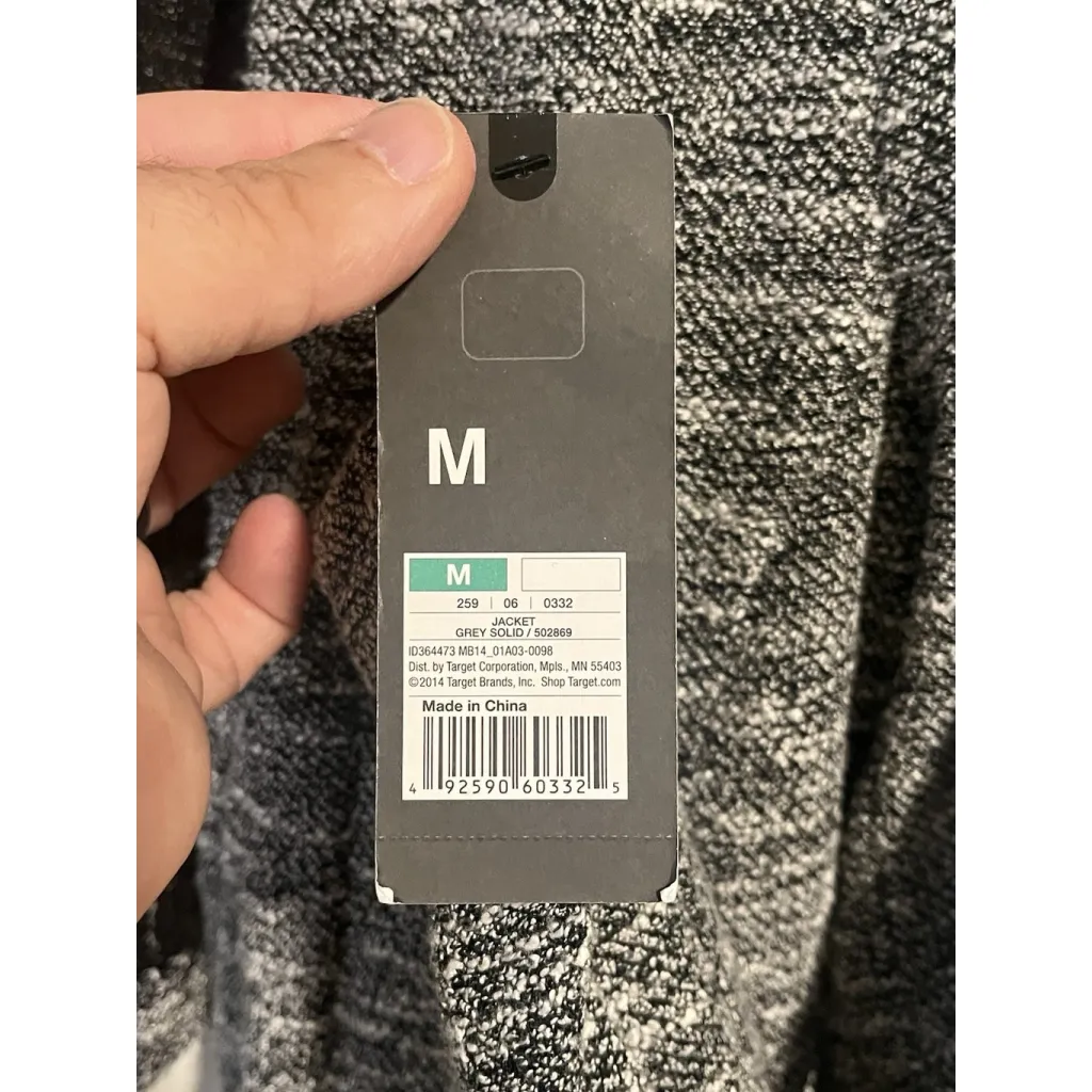 MOSSIMO Cropped Jacket Womens M Open Front Black White Rayon Leather Zippers Gray Size M - Image 8