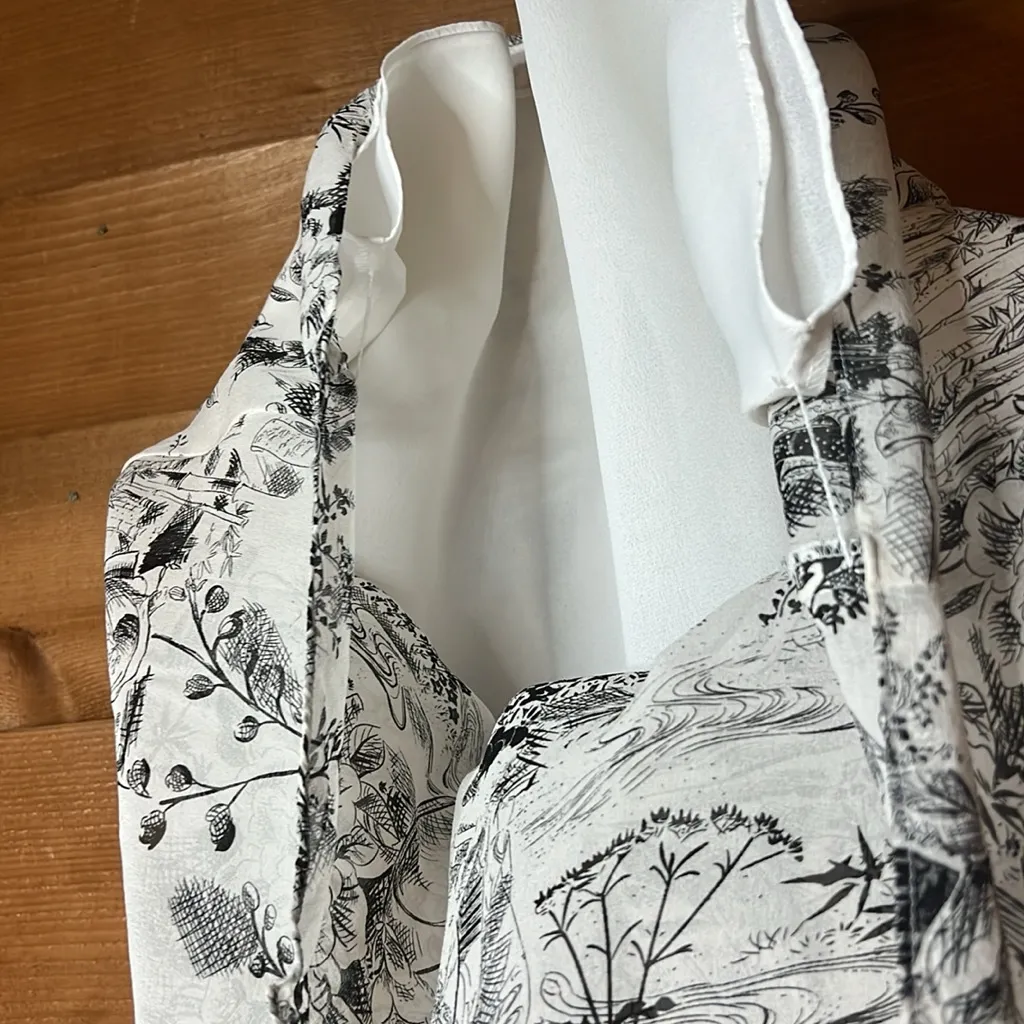 Vintage Spenser Jeremy Silk Japanese Art Culture Floral Midi Skirt Lined Size 6 Black - Image 3