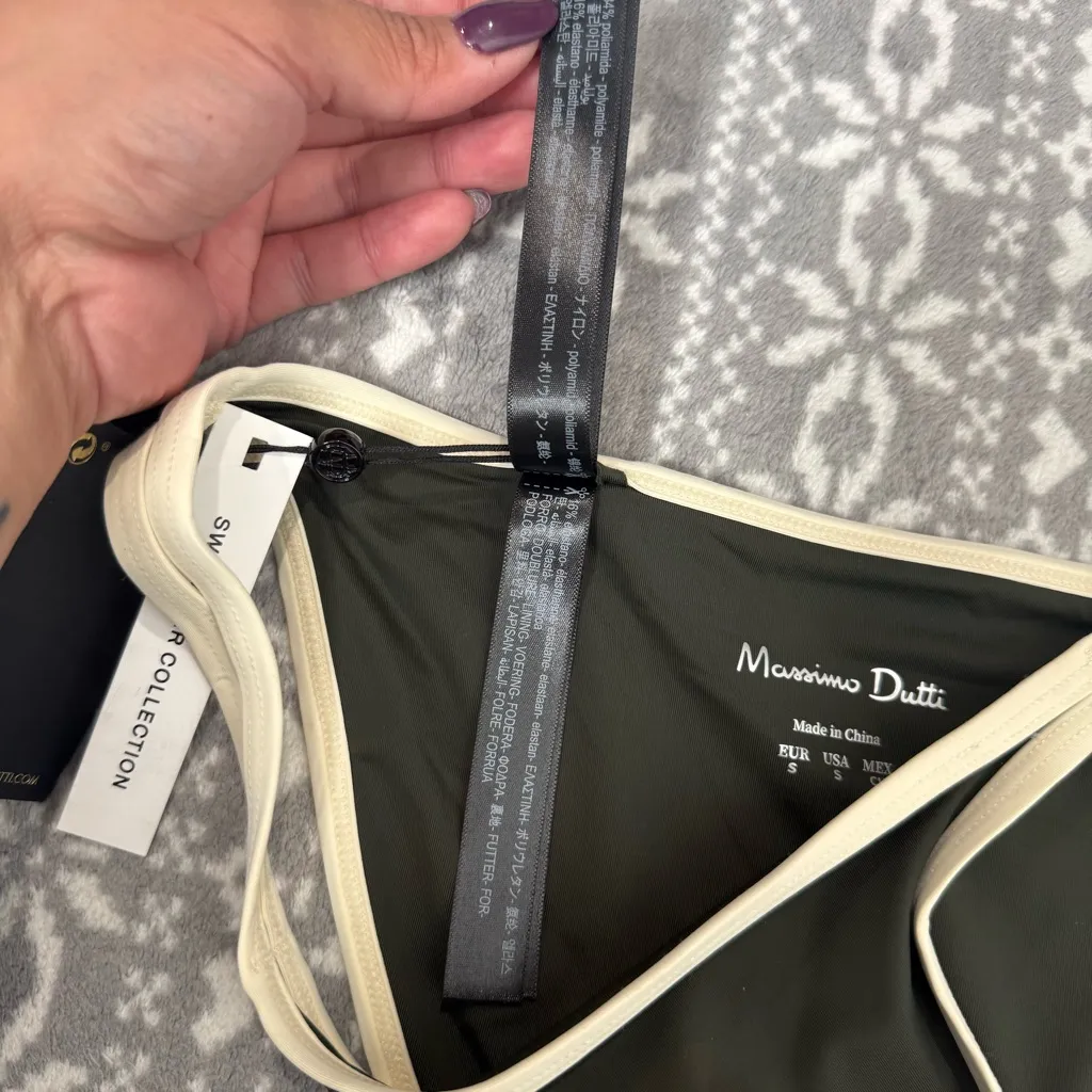 NWT Massimo Dutti Contrast Bikini Bottom In‎ Moss Size Small - Image 7