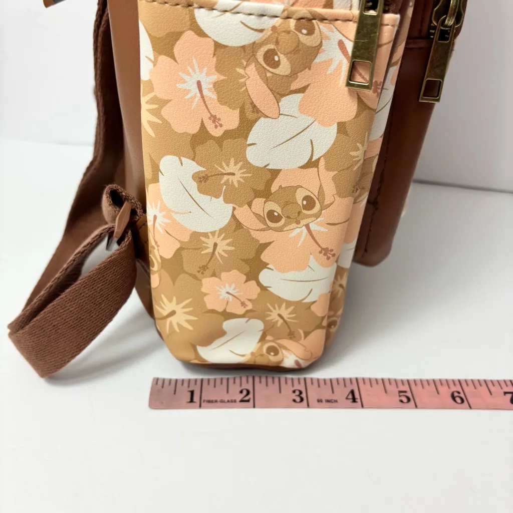 Disney Stitch Floral Backpack‎ Brown,Tan, Fall Halloween New Blue - Image 9