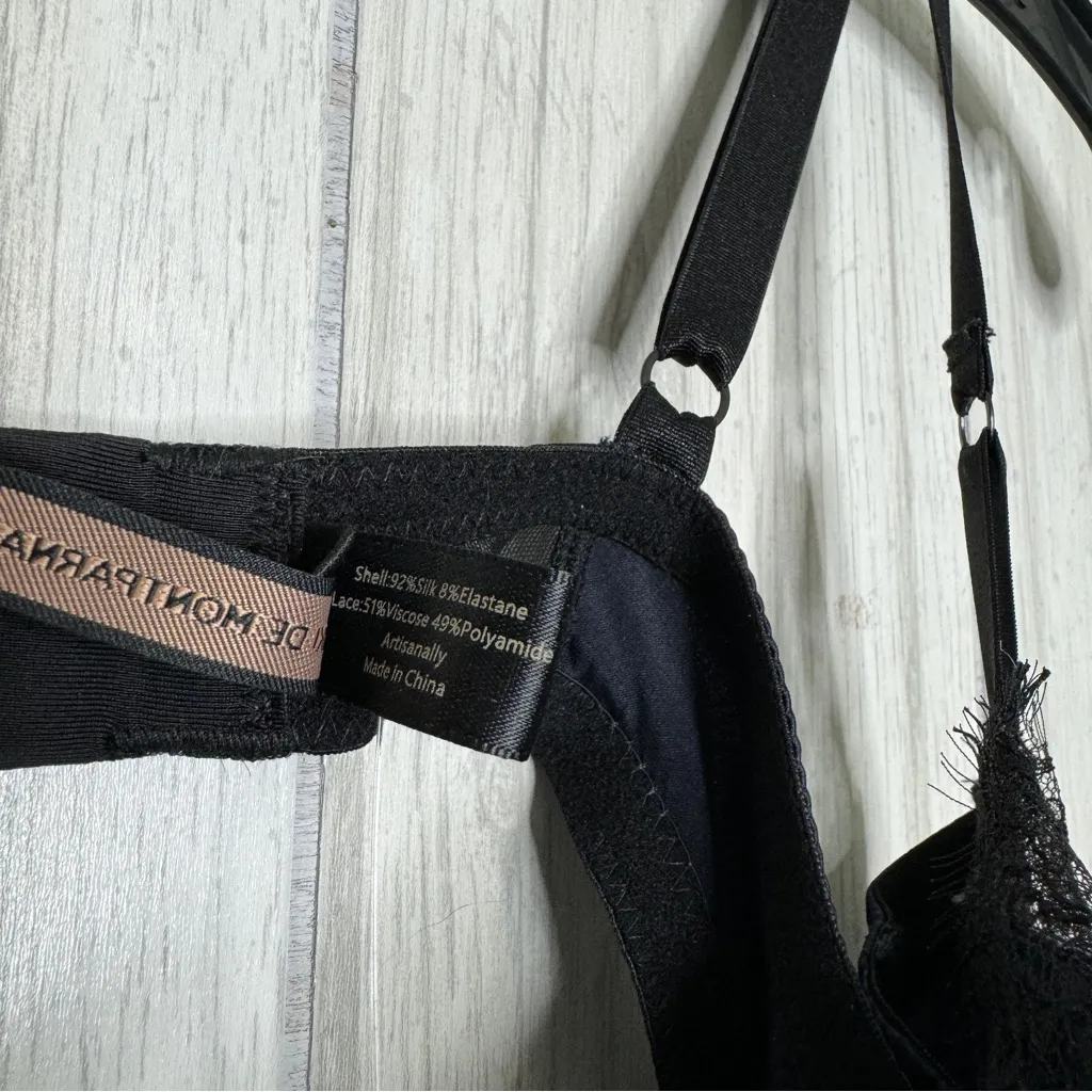 NWT Kiki De Montparnasse La Reve Lace Inset Silk Slip Dress size L Large Blue - Image 8