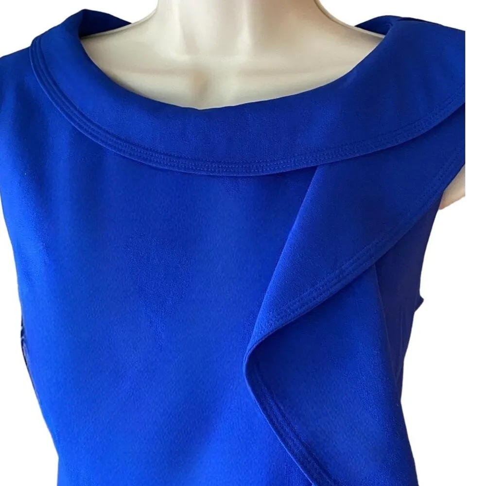CALVIN KLEIN Royal Blue Sleeveless Fitted Summer Ruffle Dress ~ Women's Size 6 - Image 4