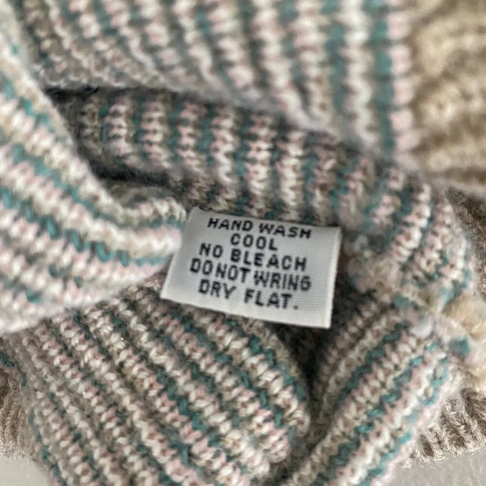 Vintage Grannycore Grandparents Core Tan Pink Paisley Sweater Large - Image 4