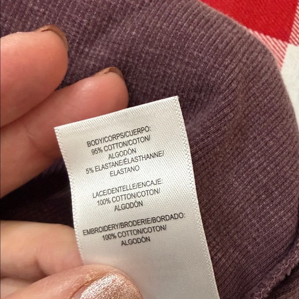 Lucky Brand Long Sleeve Henley Top Lace Trim V-Neck Plum Purple Size XL - Image 8