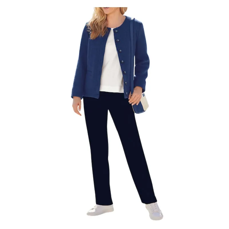 COTSWOLD Collections Boiled 100% Wool Jacket Women L Blue Classic Office Made UK Size L - Image 3