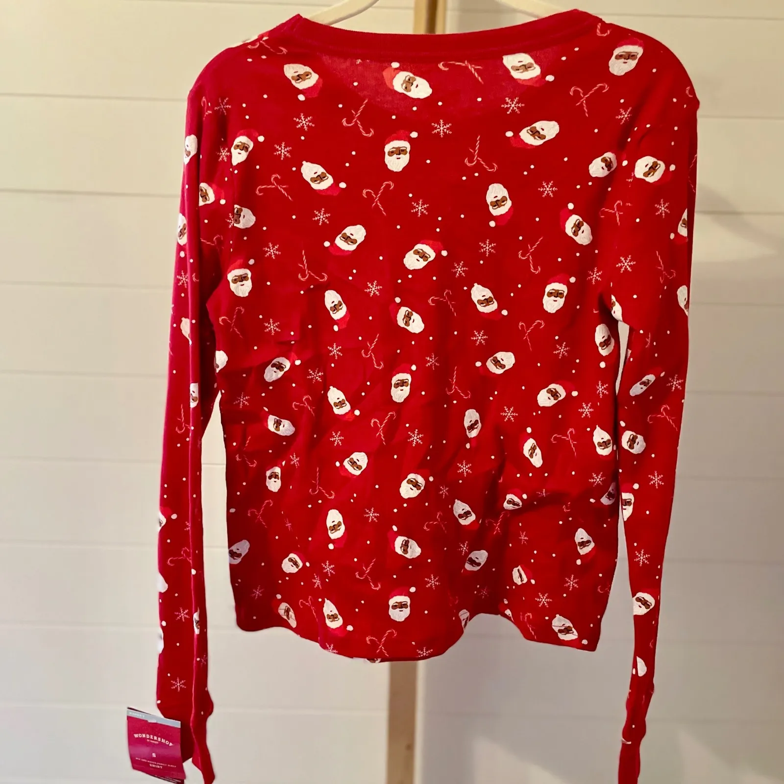 WonderShop Women's Red Santa Candy Cane Long Sleeve Pajama Top Sleepwear Size S - Image 4