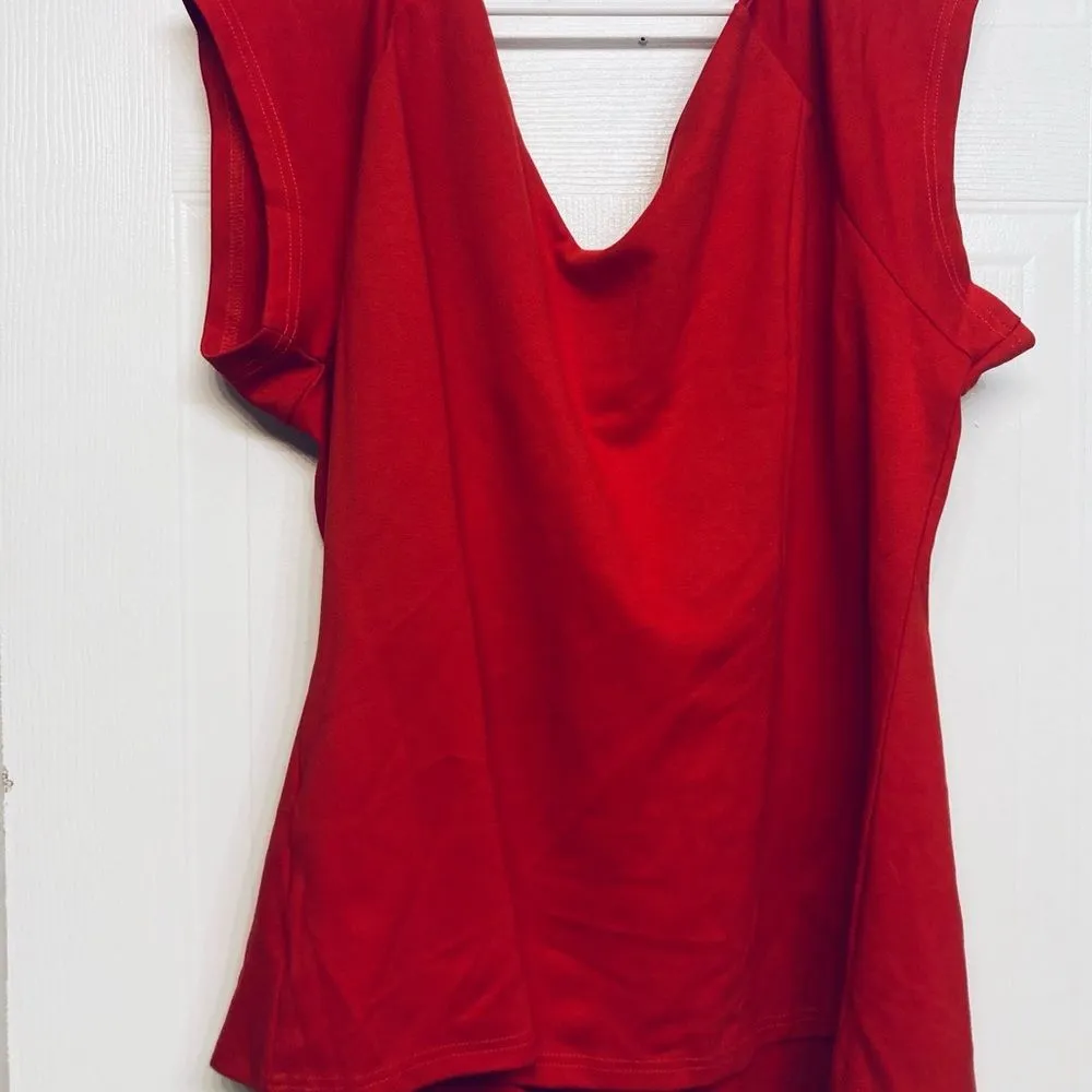 City Chic Top Miss Vintage‎ Limited Edition Red V-Neck Cap Sleeve Size XL 22 NWT - Image 4