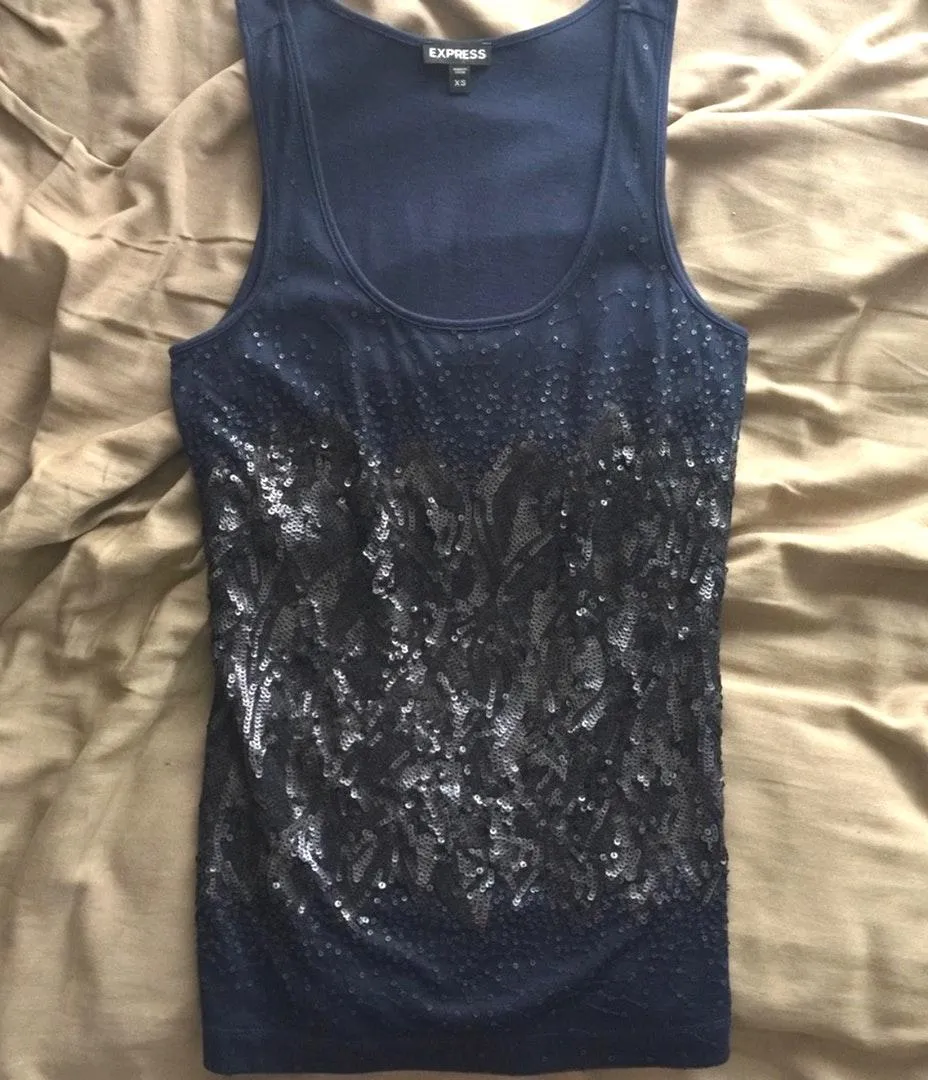 Blue Sequin Tank Top - Image 4
