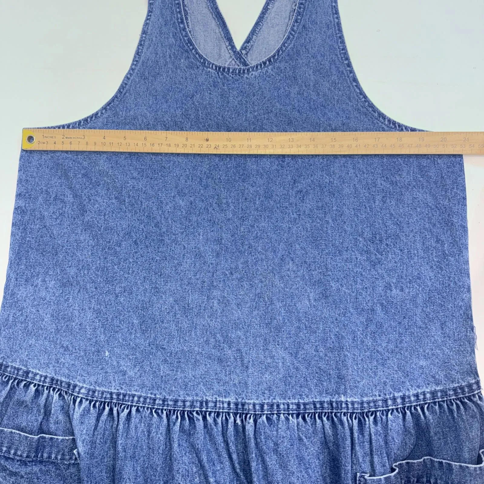 VTG Sunbelt Jumper Dress Blue Jean Denim Overall Country Modest Cottagecore Lg - Image 4