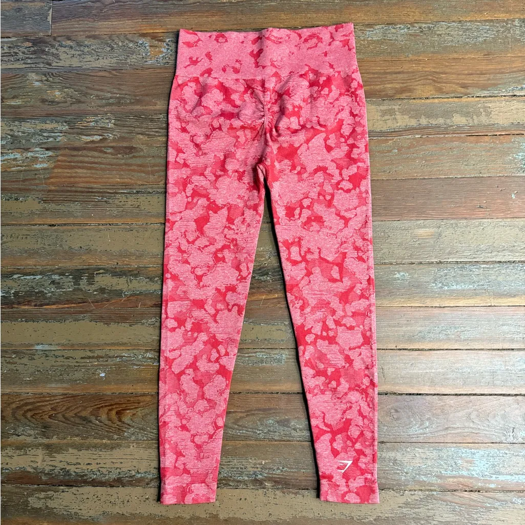 Gymshark Adapt Camo Seamless Leggings w Butt Scrunch in Red Camo ~ Size L 💚🍄 - Image 5